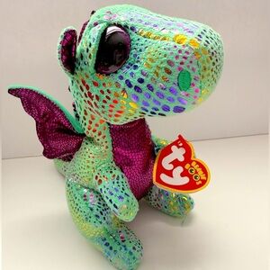 Ty Green and Purple Stuffed Dragon Plush